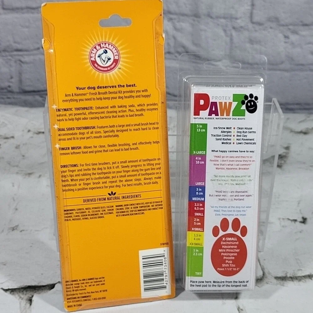 Protex PAWZ Rubber‎ Dog Boots Size XS Arm Hammer Fresh Breath Dental Kit Pet Lot